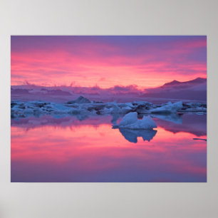 Sonnenuntergang über der Jokulsarlon Glacier Lagoo Poster