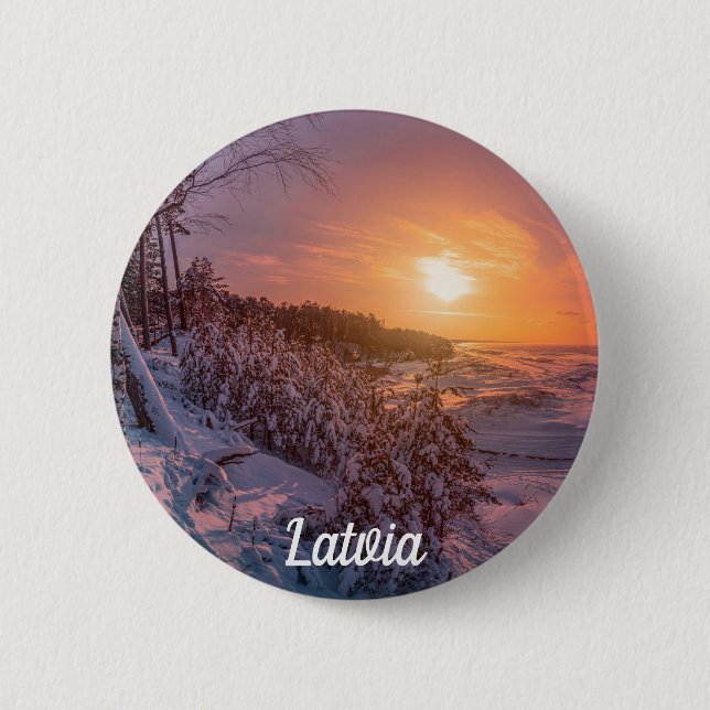 Sonnenuntergang über der Schneeküste 6 cm, rundes  Button (Vorderseite)