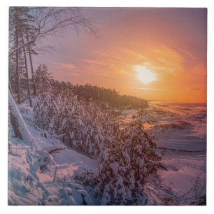 Sonnenuntergang über der Schneeküste Fliese