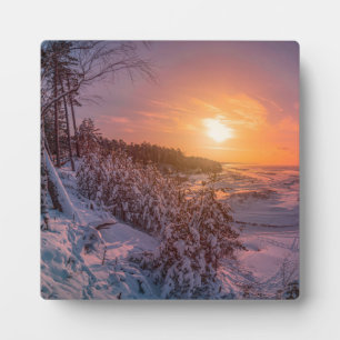Sonnenuntergang über der Schneeküste Fotoplatte