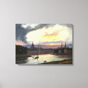 Sonnenuntergang über der Stadt Dresden (deutsche L Leinwanddruck