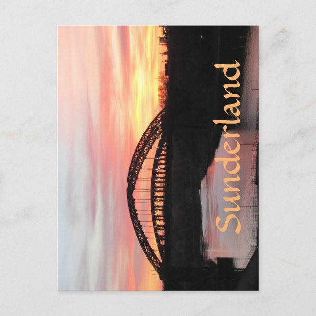 Sonnenuntergang über der Sunderland Wearmouth Brid Postkarte (Vorderseite)