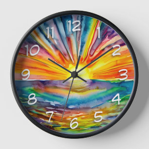Sonnenuntergang über der Wasserreflektion   Aquare Uhr