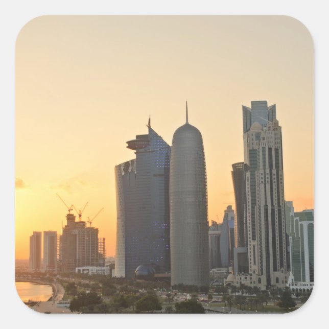 Sonnenuntergang über Doha, Qatar Aufkleber (Vorderseite)