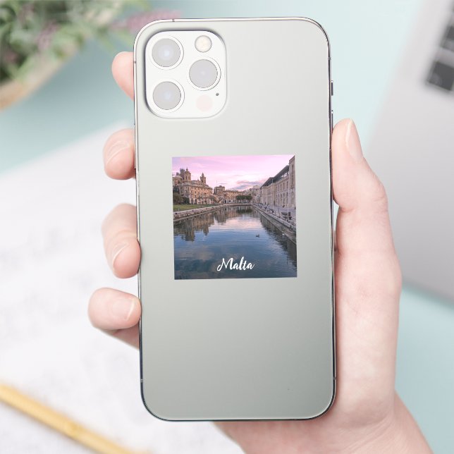 Sonnenuntergang über einem kleinen Kanal in Cospic Aufkleber (Telefon)