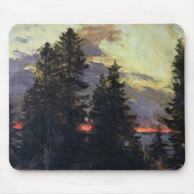 Sonnenuntergang über einer Winter-Landschaft, Mousepad (Vorne)