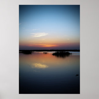 Sonnenuntergang über Feuchtgebieten Poster