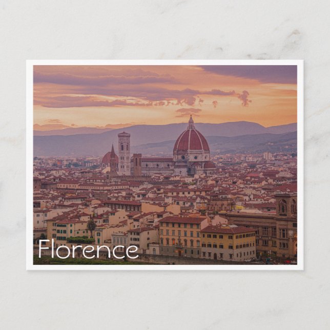 Sonnenuntergang über Florenz, Italien Postkarte (Vorderseite)