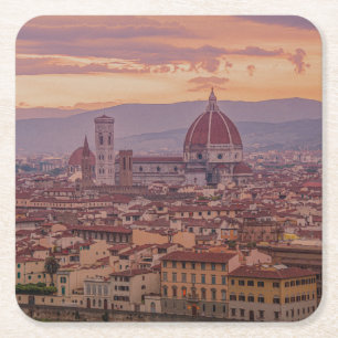 Sonnenuntergang über Florenz, Italien Rechteckiger Pappuntersetzer