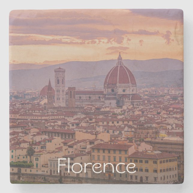 Sonnenuntergang über Florenz, Italien Steinuntersetzer (Vorderseite)