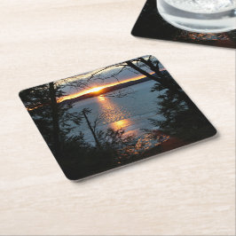 Sonnenuntergang über Forest Lake Paper Untersetzer