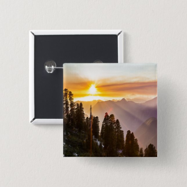 Sonnenuntergang über Foto Button (Vorne & Hinten)