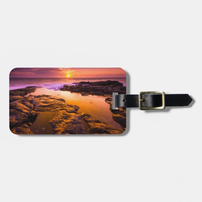 Sonnenuntergang über Gezeitenbecken, Hawaii Gepäckanhänger (Vorderseite horizontal)