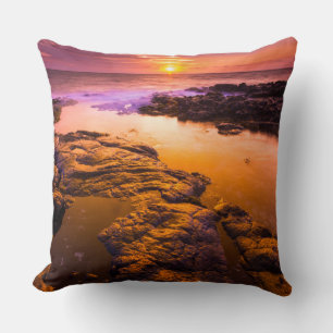 Sonnenuntergang über Gezeitenbecken, Hawaii Kissen