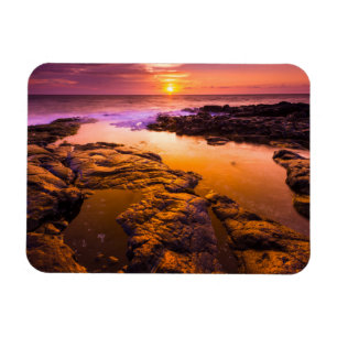 Sonnenuntergang über Gezeitenbecken, Hawaii Magnet