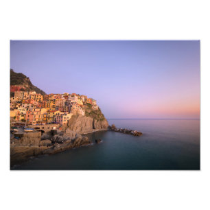 Sonnenuntergang über Manarola Dorf in Cinque Terr Fotodruck
