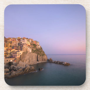 Sonnenuntergang über Manarola Dorf in Cinque Terr Getränkeuntersetzer