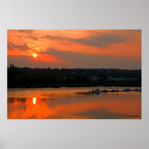 Sonnenuntergang über Medway Druck Poster