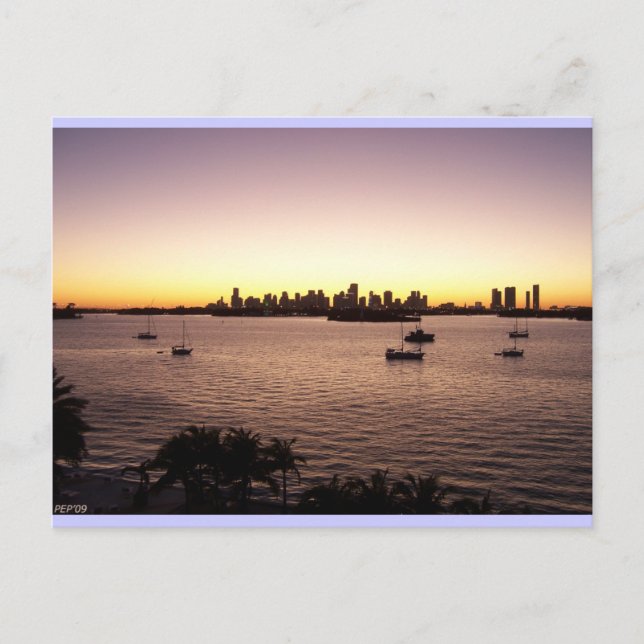 Sonnenuntergang über Miami Postkarte (Vorderseite)