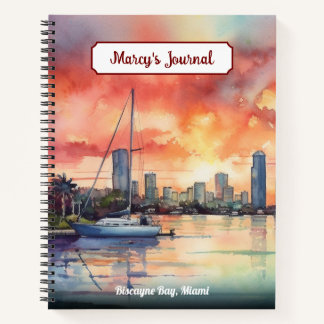 Sonnenuntergang über Miami von der Bucht von Bisca Notizbuch