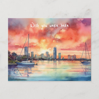 Sonnenuntergang über Miami von der Bucht von Bisca Postkarte