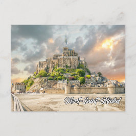 Sonnenuntergang über Mont-Saint-Michel, Normandie Postkarte