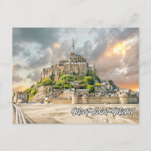 Sonnenuntergang über Mont-Saint-Michel, Normandie Postkarte