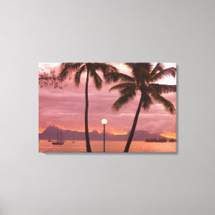 Sonnenuntergang über Moorea vom Sofitel Maeva Beac Leinwanddruck