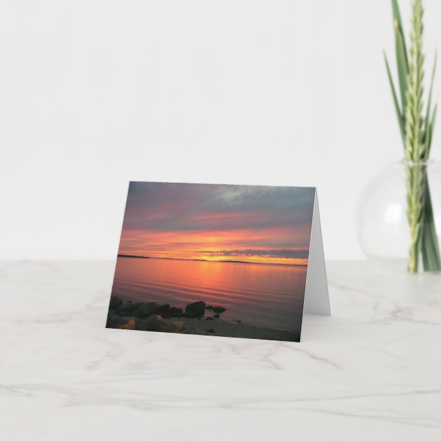 Sonnenuntergang über Noyac Bucht Dankeskarte (Vorderseite)