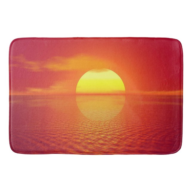 Sonnenuntergang über Orange Sea Calm Badematte (Vorderseite)