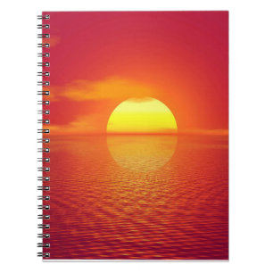 Sonnenuntergang über Orange Sea Calm Ocean Sunset  Notizblock