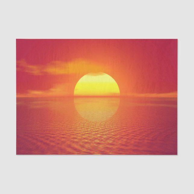Sonnenuntergang über Orange Sea Calm Seidenpapier (Vorderseite)