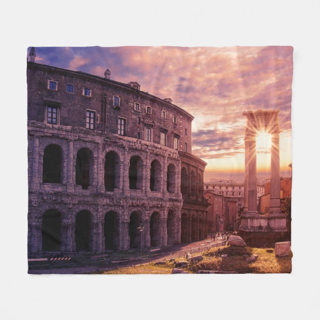 Sonnenuntergang über Rom Kolosseum Fleecedecke (Vorderseite (Horizontal))