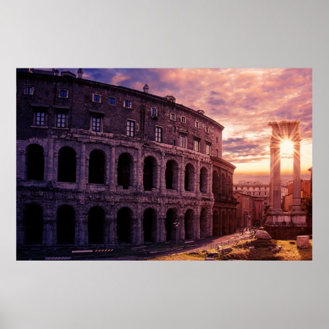 Sonnenuntergang über Rom Kolosseum Poster (Vorne)