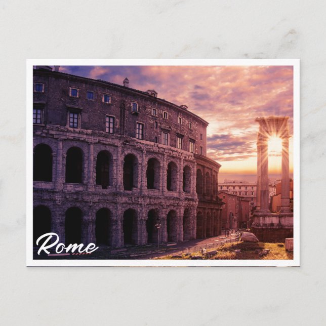 Sonnenuntergang über Rom Kolosseum Postkarte (Vorderseite)