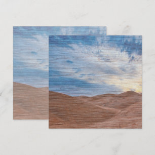 Sonnenuntergang über Sanddünen auf Holzkorn Foto Karte