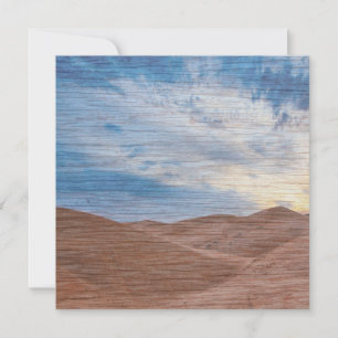 Sonnenuntergang über Sanddünen auf Holzkorn Foto Karte
