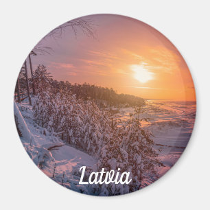 Sonnenuntergang über Schnee-Küste-Magnet Magnet