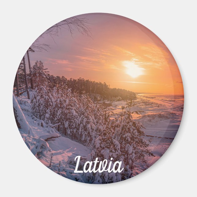 Sonnenuntergang über Schnee-Küste-Magnet Magnet (Vorne)