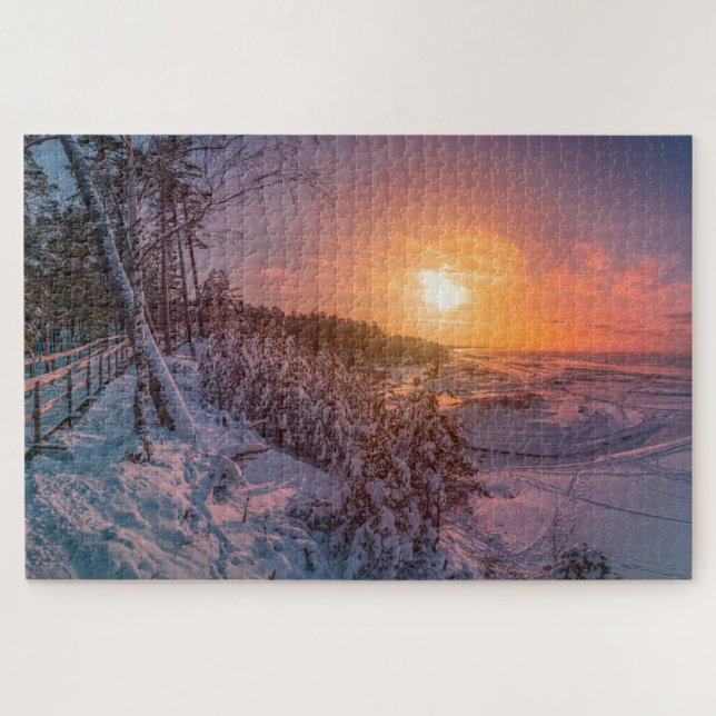 Sonnenuntergang über Schnee Küste Puzzle Puzzle (Horizontal)
