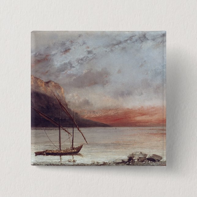 Sonnenuntergang über See Leman, 1874 Button (Vorderseite)