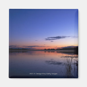 Sonnenuntergang über See Wabamun mit Gras Magnet