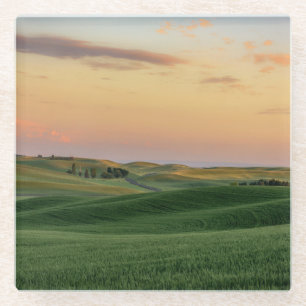 Sonnenuntergang über Staat der Weizen-Feld-  Glasuntersetzer