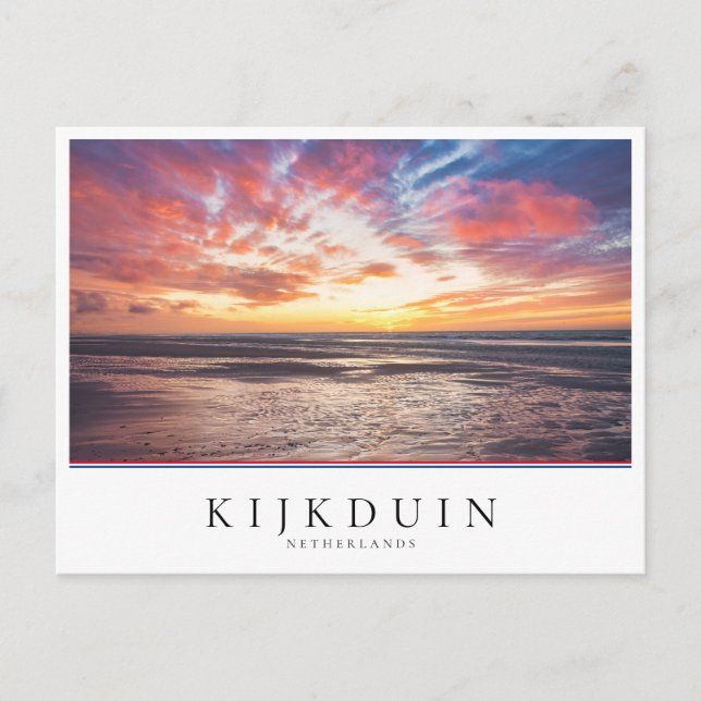 Sonnenuntergang über Strand und Meer Postkarte (Vorderseite)