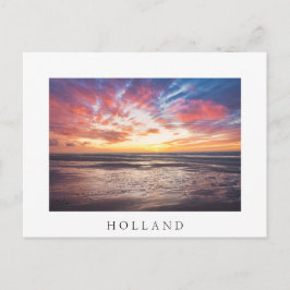 Sonnenuntergang über Strand und Meer Postkarte
