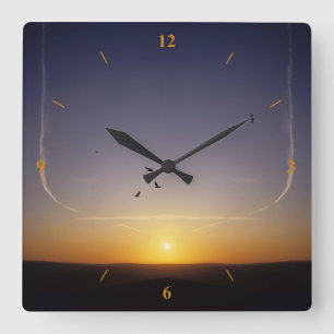 Sonnenuntergang über Sussex Quadratische Wanduhr