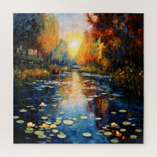 Sonnenuntergang über Teich Impressionismus