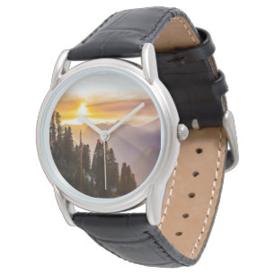 Sonnenuntergang über Wald Armbanduhr