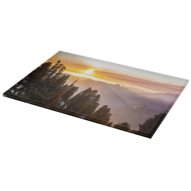 Sonnenuntergang über Wald Schneidebrett (Ecke)