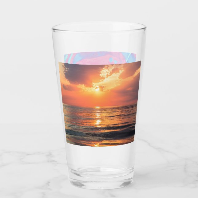 Sonnenuntergang über Wasser Glas (Vorderseite)
